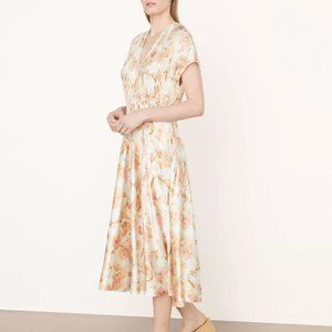 Flora Crushed Cap Sleeve V-Neck Dress